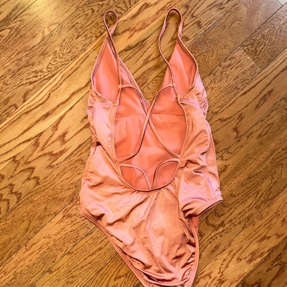 Shimmery rose gold colored one piece swimsuit! - Picture 2 of 4